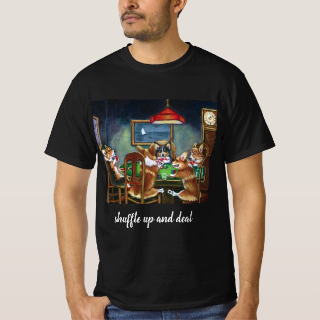 Perros divertidos Jugando camiseta negra de póquer (Anverso)