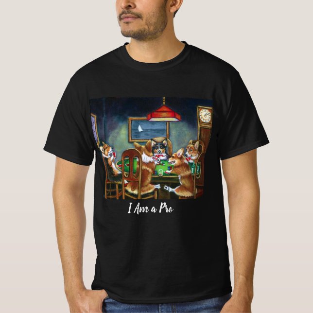 Perros divertidos Jugando camiseta negra de póquer (Anverso)