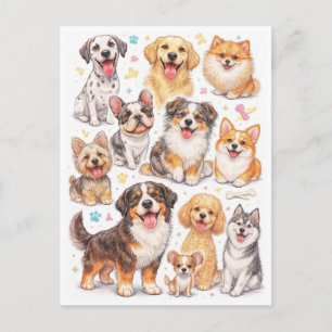 Perros divertidos. Tarjeta postal