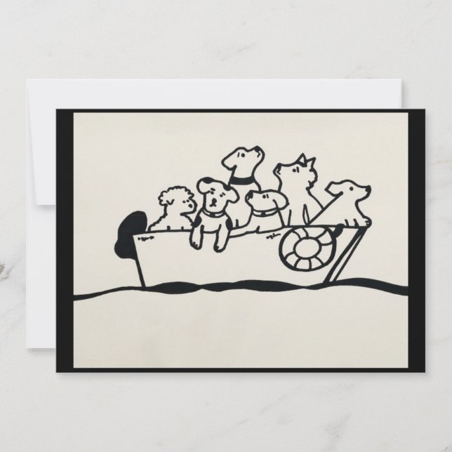 "Perros en invitación del barco" por (Anverso)