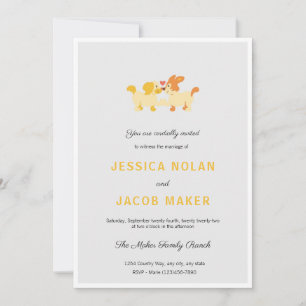 Perros en la invitación a la boda de amor