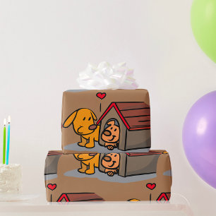 Perros En Una Casa De Perros Envolviendo Papel