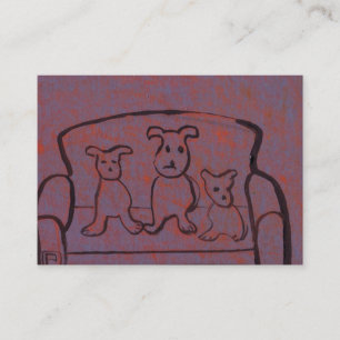 (Perros en una tarjeta de visita del settee)