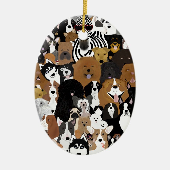 Perros, gato, ornamento de pollo (Frente)