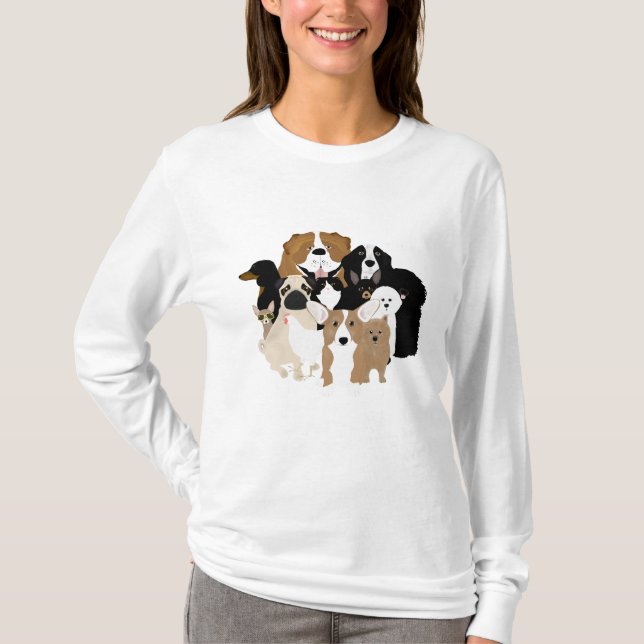 Perros, Gato, Pollo, Camisa De Larga Manga (Anverso)