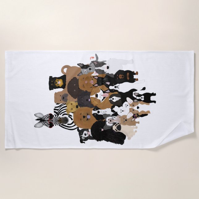 Perros, Gato, Pollo, Toalla De Playa De Zebra (Anverso)