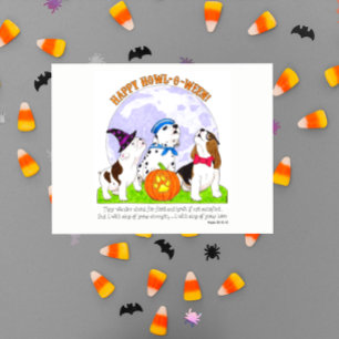 Perros Howl-O-Ween en postal de Halloween con disf