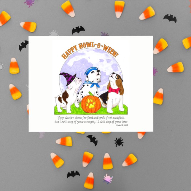 Perros Howl-O-Ween en postal de Halloween con disf (Subido por el creador)