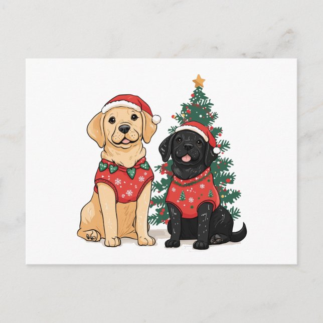 Perros Labrador Retriever de Navidad (Anverso)