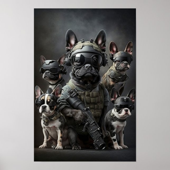 Perros militares de arte poster (Frente)