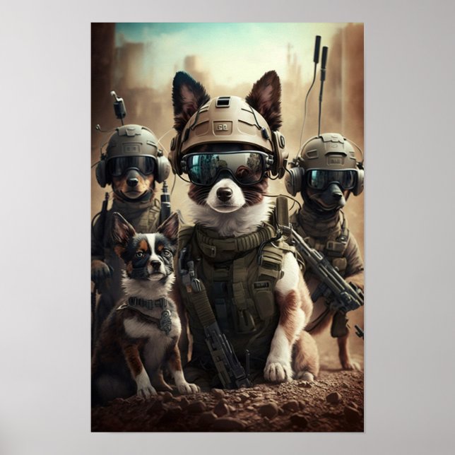 Perros militares de arte poster (Frente)