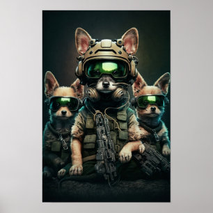 Perros militares de arte poster