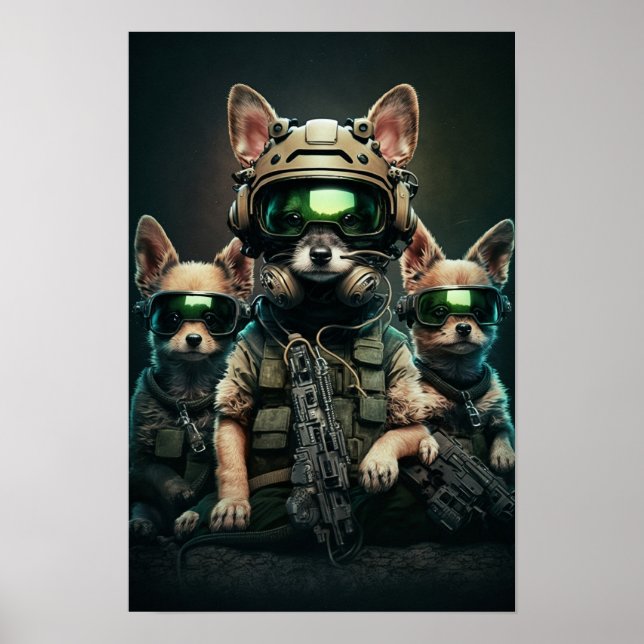 Perros militares de arte poster (Frente)