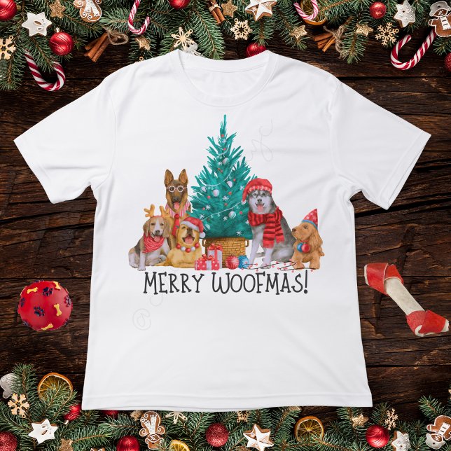 Perros navidades, camiseta de Merry Woofmas (Subido por el creador)