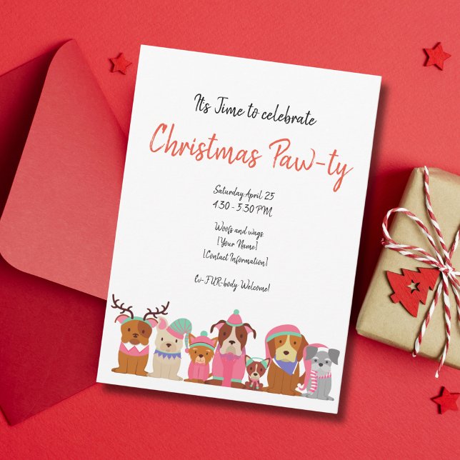 Perros Navidades de Cute Invitación Pawty (Subido por el creador)