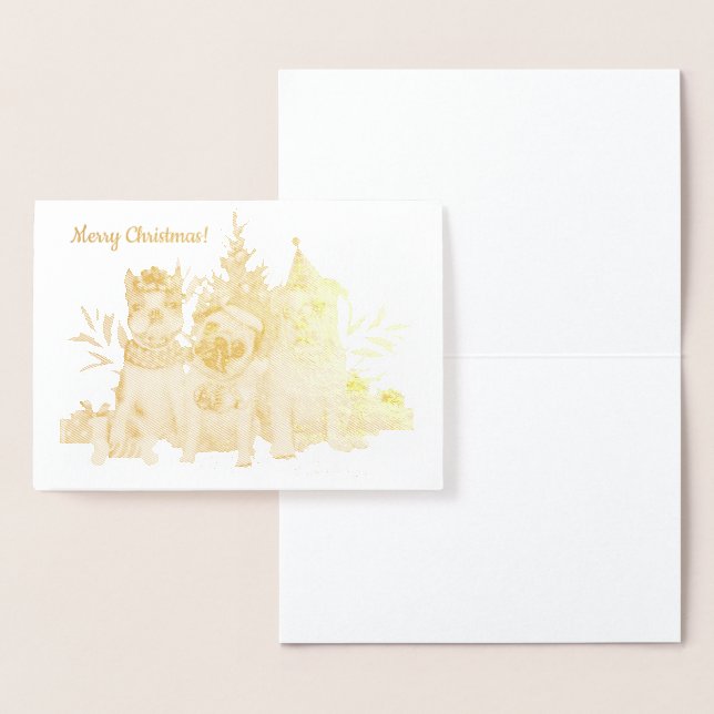 Perros Navidades dorados por postal de árbol (Demostración)