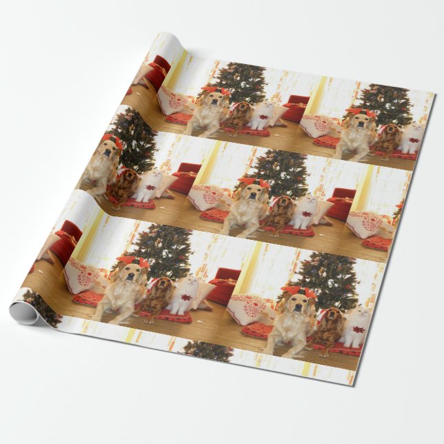 Perros Navidades Y Papel De Envolver Gatos (Desenrollado)