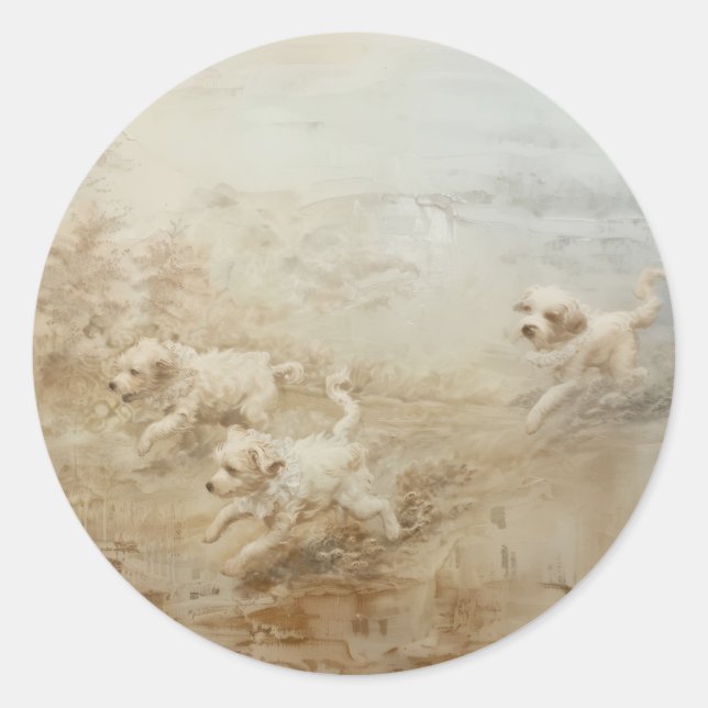 Perros - Pegatinas redondos para el arte de la est (Anverso)