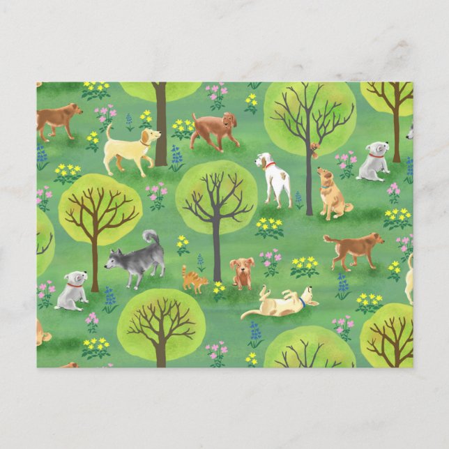 Perros pequeños en la postal del parque del perro (Anverso)