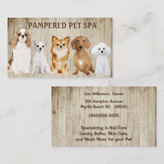 Perros pequeños en la tarjeta de visita Groomer Ma
