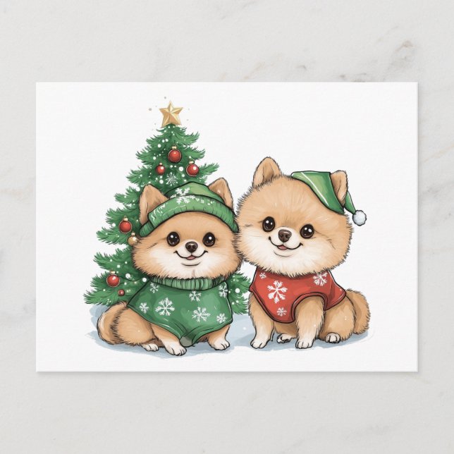 Perros Pomerania de Navidad (Anverso)