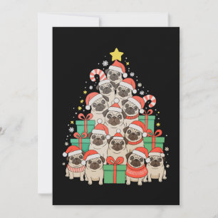Perros Pug Árbol de Navidad Navidad Papá Mamá Fami