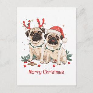 Perros Pug Feliz Navidad