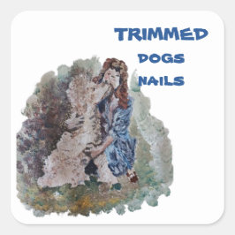 perros recortados uñas PERSONALIZAR Pegatina cuadr