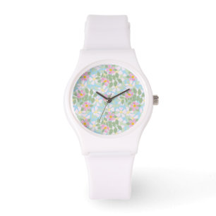 Perros rosas en el reloj de pulsera blanco Sky Blu