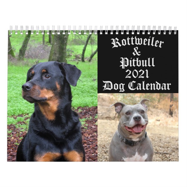 Perros Rottweiler y Calendario de Perros de Pitbul (Tapa)