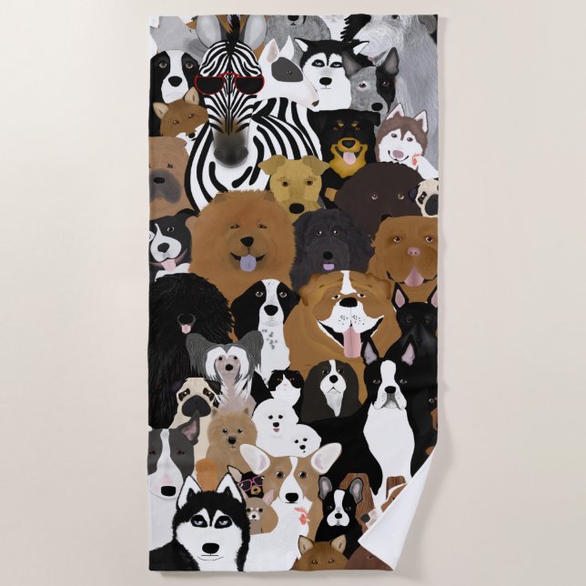 Perros, un gato y una toalla de playa de pollo (Anverso)