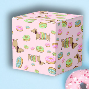 Perros y donuts Cajas de Favor de Cumpleaños Dachs