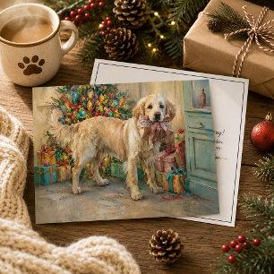 Perrro Retriever Dorado Árbol de Navidad Regalos d