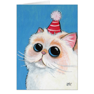Persa blanco en un gorra del fiesta - tarjeta del