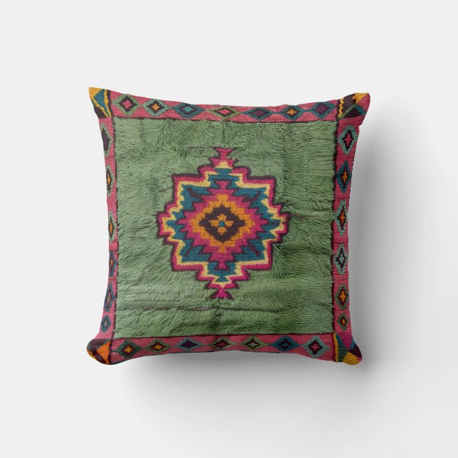 Persa y turca almohadas de alfombra verde kilim: u (Anverso)