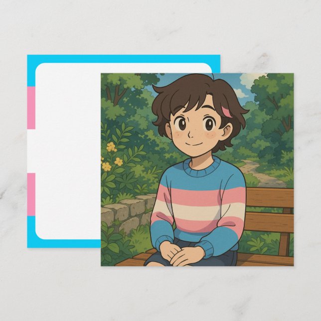 Persona de anime con bandera transgénero | LGBTQIA (Anverso / Reverso)