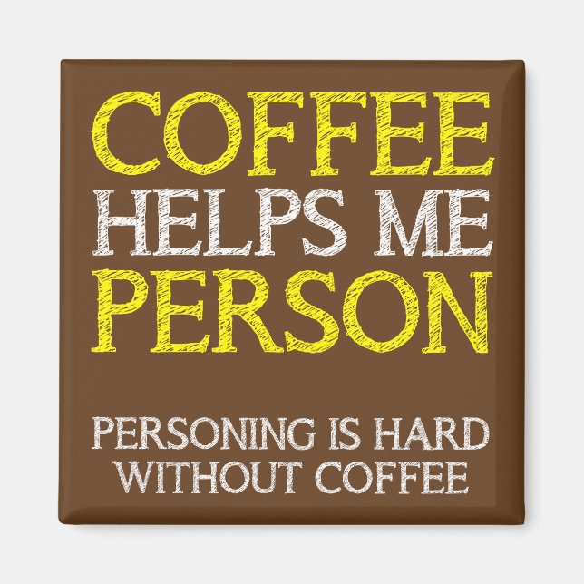 Persona del Café Personificando Imán de Nevera Div (Frente)