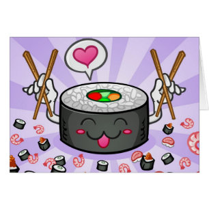 Personaje de dibujos animados del sushi que come