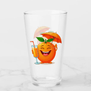 Personaje de dibujos animados naranja feliz sosten