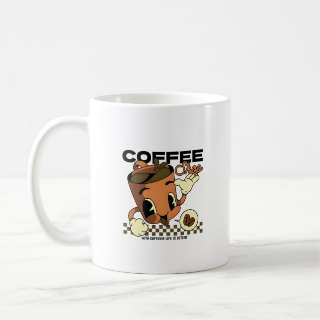 Personaje de la Copa de Café Cute Retro - Cafeterí (Izquierda)