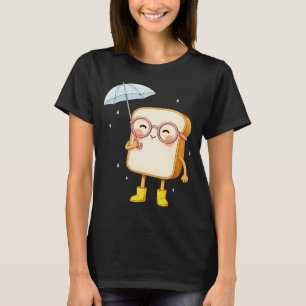 Personaje de Pan Adorable con Paraguas – Camiseta
