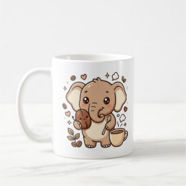 Personaje de taza de café de frijol de elefante li