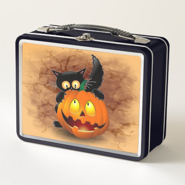 Personaje divertido de Halloween mordiendo una cal (Anverso)