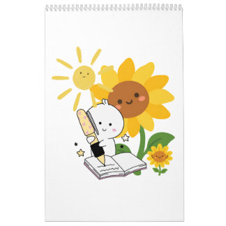 Personaje Ilustrado Adorable con Calendario Mensua