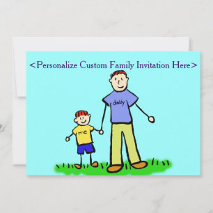 Personajes de familia padre e hijo Invitación Pers