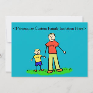 Personajes de familia padre e hijo Invitación Pers