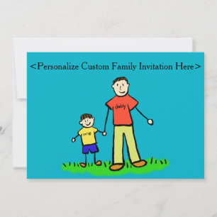 Personajes de familia padre e hijo Invitación Pers
