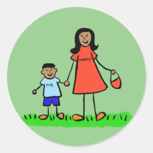 Personajes de la familia madre e hijo Pegatinas ma