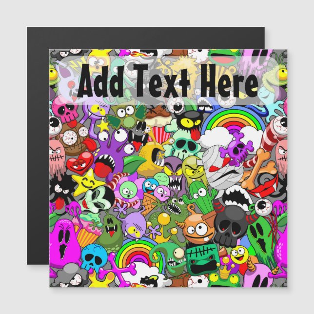 Personajes de Monstruos Lindos Patrón de Halloween (Anverso/Reverso)