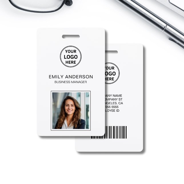 Personal de fotografía con tarjeta de identificaci (Business Bar Code ID Card Logo Photo Staff Badge)